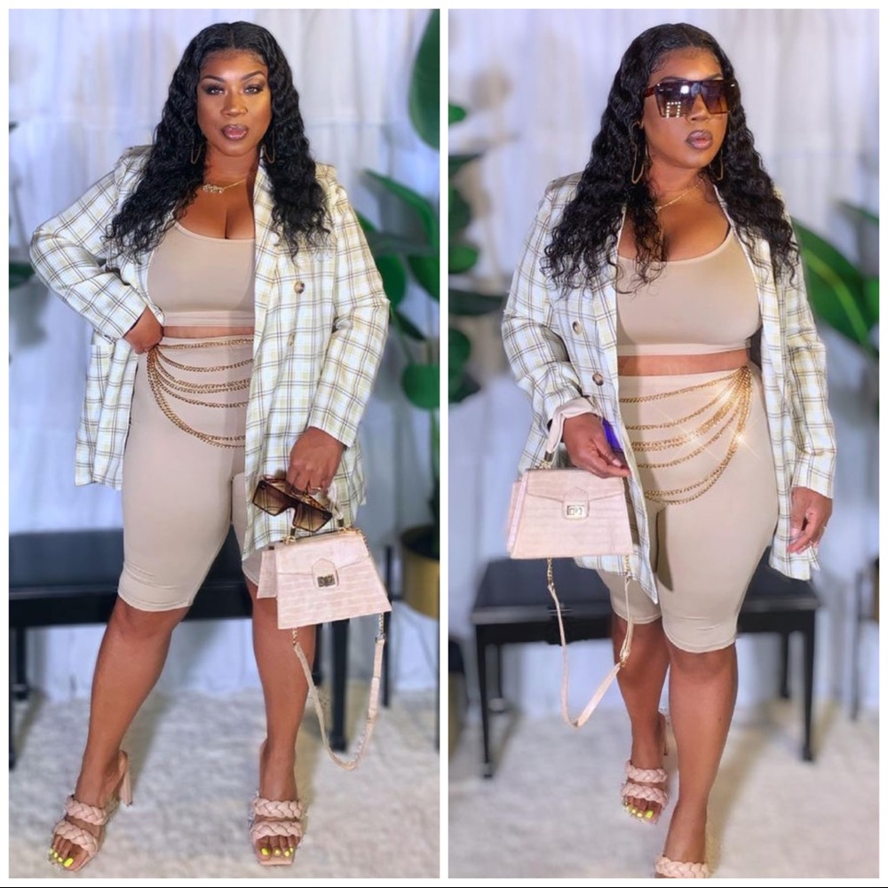 Working You Plaid Blazer - Taupe/combo